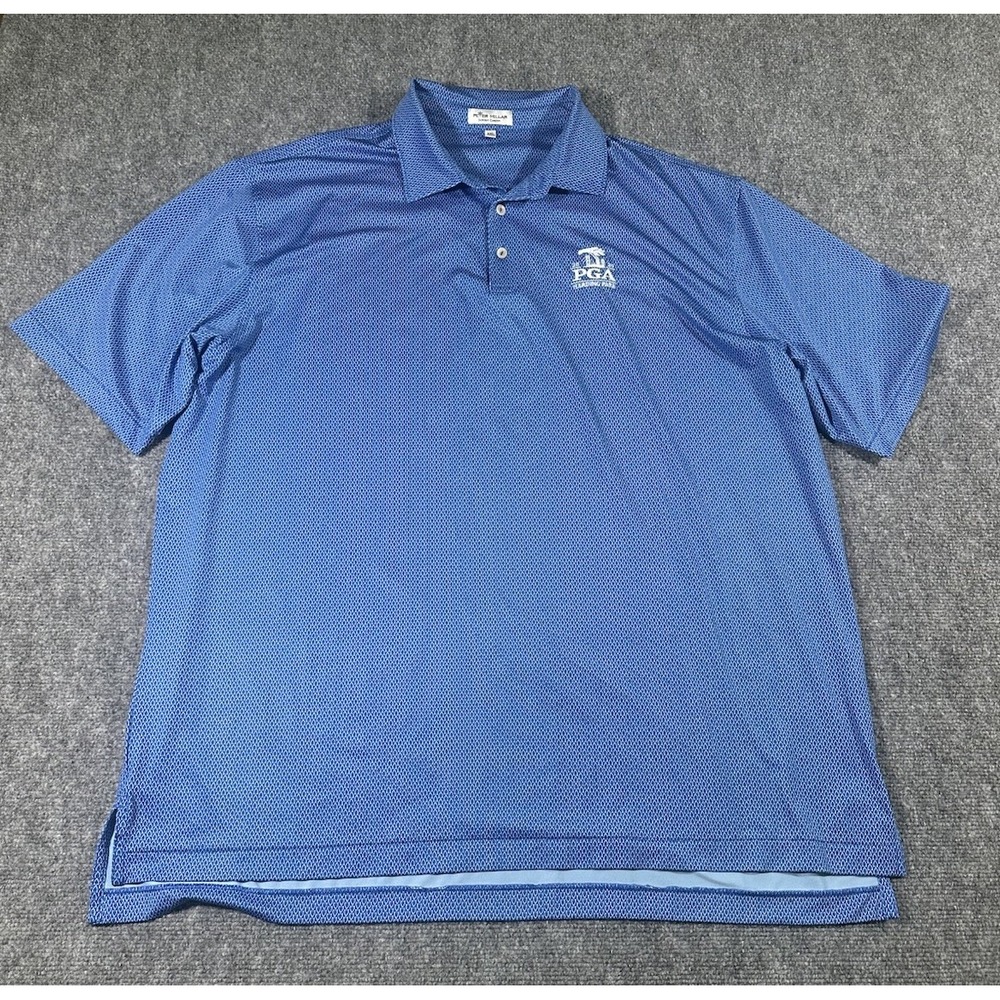 Peter Millar Mens 2XL Blue Geomteric Summer Comfort Polo Harding Park PGA 2020